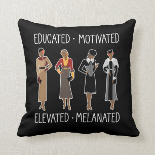 Black Queen Educated Motivated African American Throw Pillow