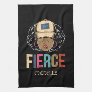 Black Queen   Fierce   Black Woman Kitchen Towel