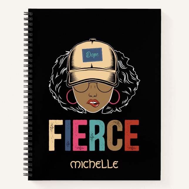 Black Queen | Fierce | Black Woman Notebook (Front)