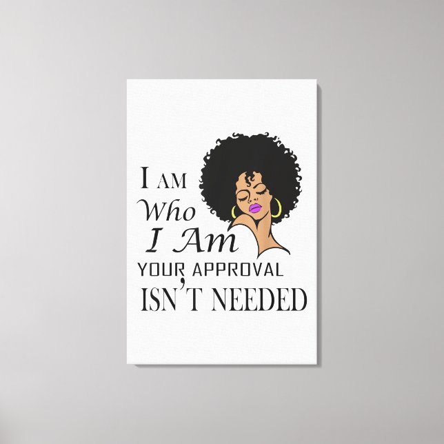 Black Queen Lady Curly Natural Afro African Canvas Print (Front)
