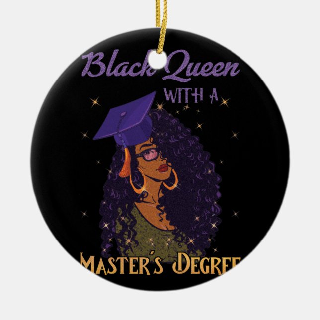 Black Queen Masters Degree Graduation Ceramic Ornament (Front)