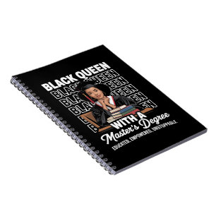 Black Queen Masters Degree Graduation Educated  Notebook