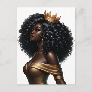 Black queen melanin Sista African American beautif Holiday Postcard