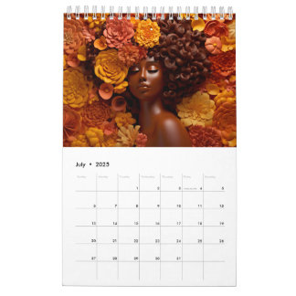 Black queen melanin sista flower curly afro women calendar