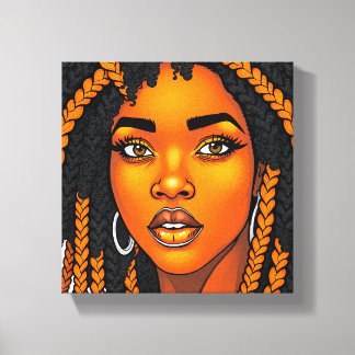 Black Queen Melanin Women Sista Orange Queens Canvas Print