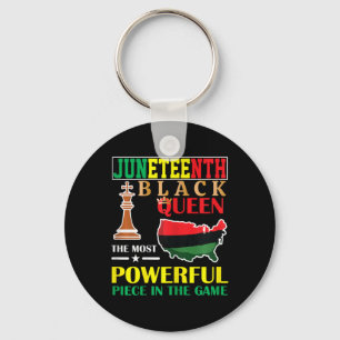 Black Queen Most Powerful Chess African American J Keychain