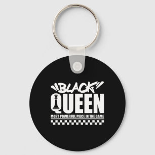Black Queen Most Powerful Chess African American W Keychain