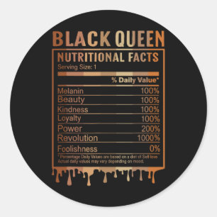 Black Queen Nutrition Facts Black History Month Classic Round Sticker