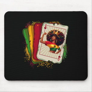 Black Queen Of Hearts Card Deck Game Proud Black H Mouse Pad