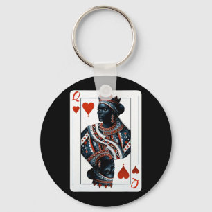black queen of hearts card deck game proud black w keychain
