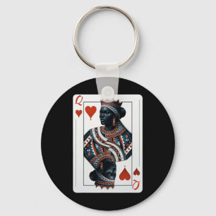 Black Queen Of Hearts Card Deck Game Proud Black W Keychain