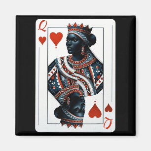 black queen of hearts card deck game proud black w magnet