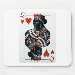 Black Queen Of Hearts Card Deck Game Proud Black W Mouse Pad