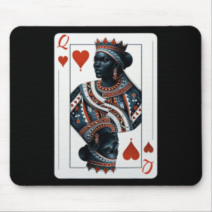 Black Queen Of Hearts Card Deck Game Proud Black W Mouse Pad