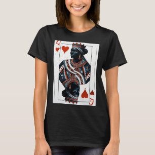 black queen of hearts card deck game proud black w T-Shirt