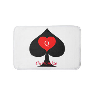 Black Queen of Spades Red Heart Thunder_Cove Bath Mat