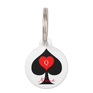 Black Queen of Spades Red Heart Thunder_Cove Pet Tag
