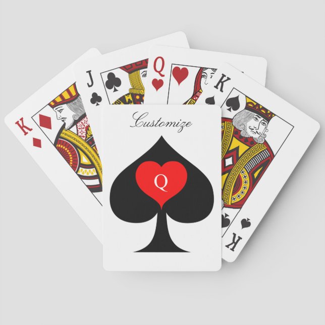 Black Queen of Spades Red Heart Thunder_Cove Playing Cards (Back)