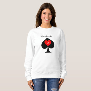 Black queen of spades Red Heart Thunder_Cove Sweatshirt