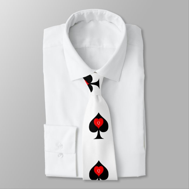 Black Queen of Spades Red Heart Thunder_Cove Tie (Tied)
