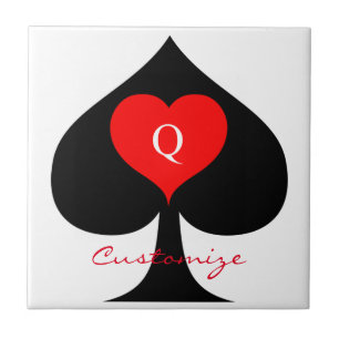 Black Queen of Spades Red Heart Thunder_Cove Tile
