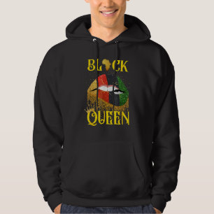 Black Queen Pan African Colors Biting Lips Melanin Hoodie