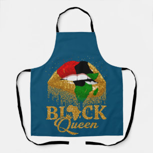 Black Queen Pan African Flag Colours Biting Lips Apron
