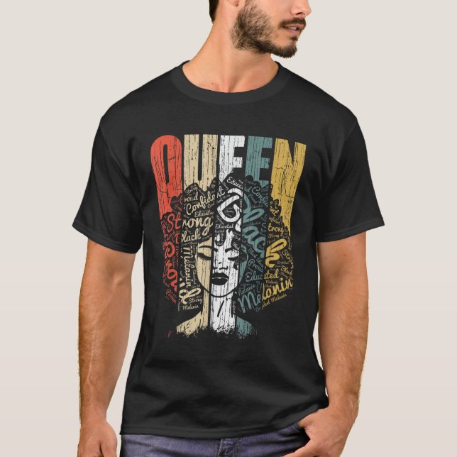 Black Queen Pride for Women African American Power T-Shirt (Front)