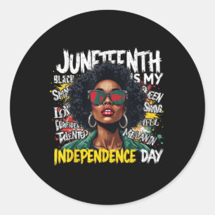 Black Queen Pride Juneteenth Is My Independence Da Classic Round Sticker