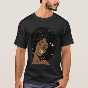Black Queen Stars Celestial Afro Diva Black Women  T-Shirt