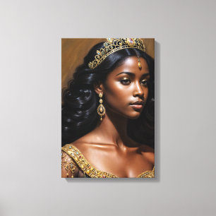 Black Queen Wearing Tiara Portrait Canvas Print
