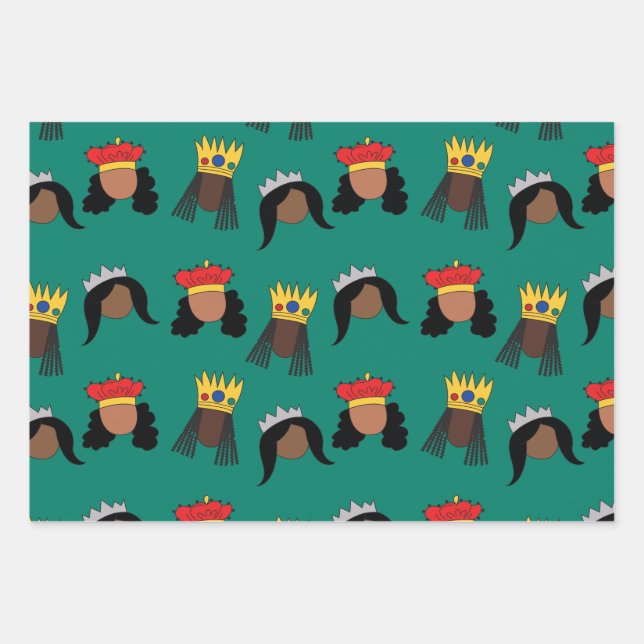 Black Queens Wrapping Paper Sheets (Front)