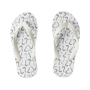 Black question mark seamless pattern kid's flip flops