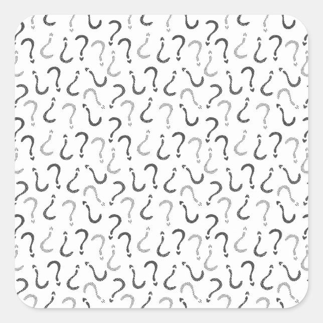 Black question mark seamless pattern square sticker (Front)