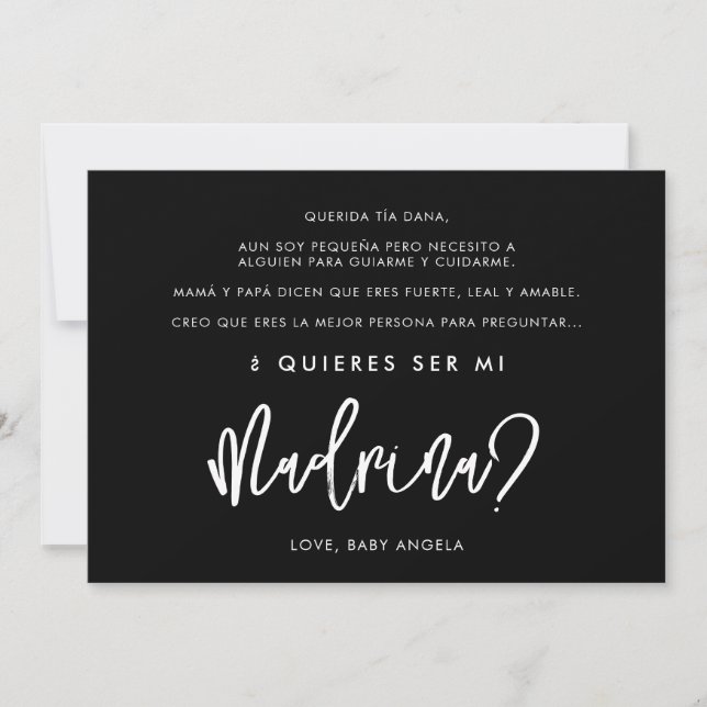 Black Quieres ser mi madrina Carte mère (Devant)