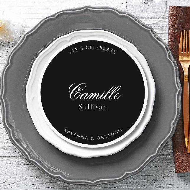 Black Quiet Formal Round Wedding Guest Place Program (Creator Uploaded)