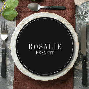 Black Quiet Formal Round Wedding Guest Place Program