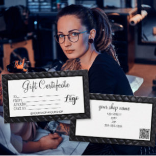 Black quilted Business certificat cadeau marketing