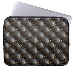 Black Quilted Leather Pattern Laptop Sleeve