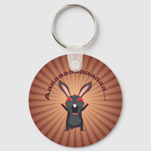 Black rabbit screaming keychain