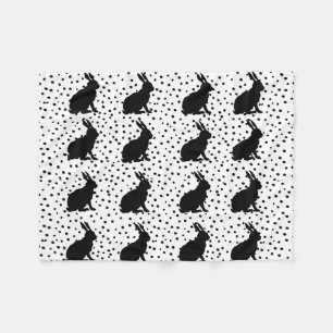 Black Rabbit Silhouette Easter Bunny Fleece Blanket