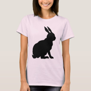 Black Rabbit Silhouette Easter Bunny T-Shirt