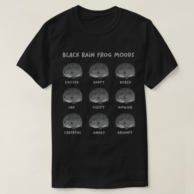 Black Rain Frog Moods, Grumpy Black Desert Rain Fr T-Shirt (Design Front)