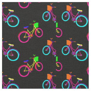 black rainbow bikes colourful bicycles fabric