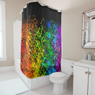 Black Rainbow Colour Paint Splatter Colourful