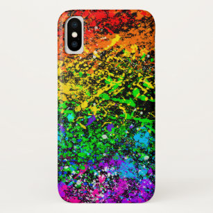 Black Rainbow Colour Paint Splatter Colourful Case-Mate iPhone Case