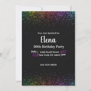 Black Rainbow Elegant Birthday Party Invitation
