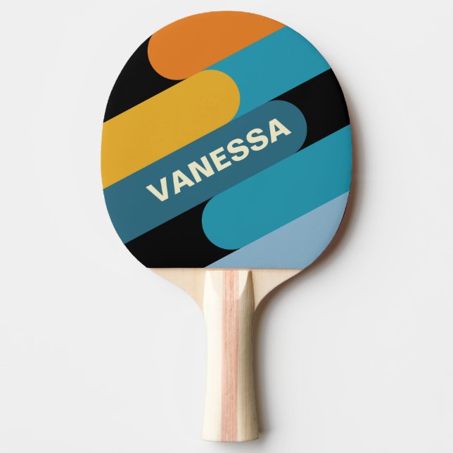 Black Rainbow Fusion with Name Ping Pong Paddle (Front)