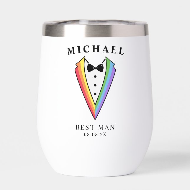 Black Rainbow Personalized Best Man Gay Pride (Back)