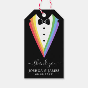 Black Rainbow Personalized Groomsmen Gay Pride Gift Tags